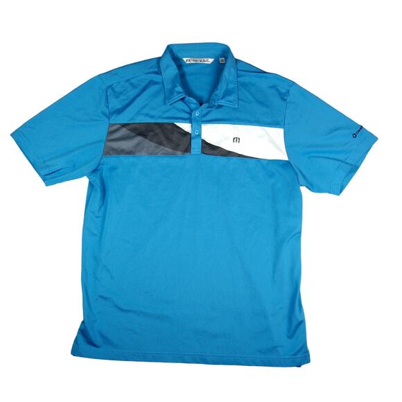 Travis Mathew Polo Shirt Mens XL Blue Logo Performance Golf Shirt Embroidery EUC - Picture 1 of 12